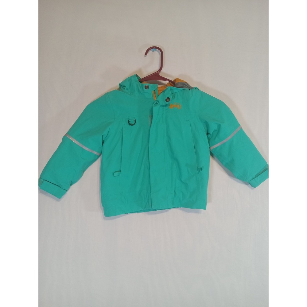 REI Co-op Kids Sz 2T Waterproof  Hooded Jacket Aqua Outdoor Hike